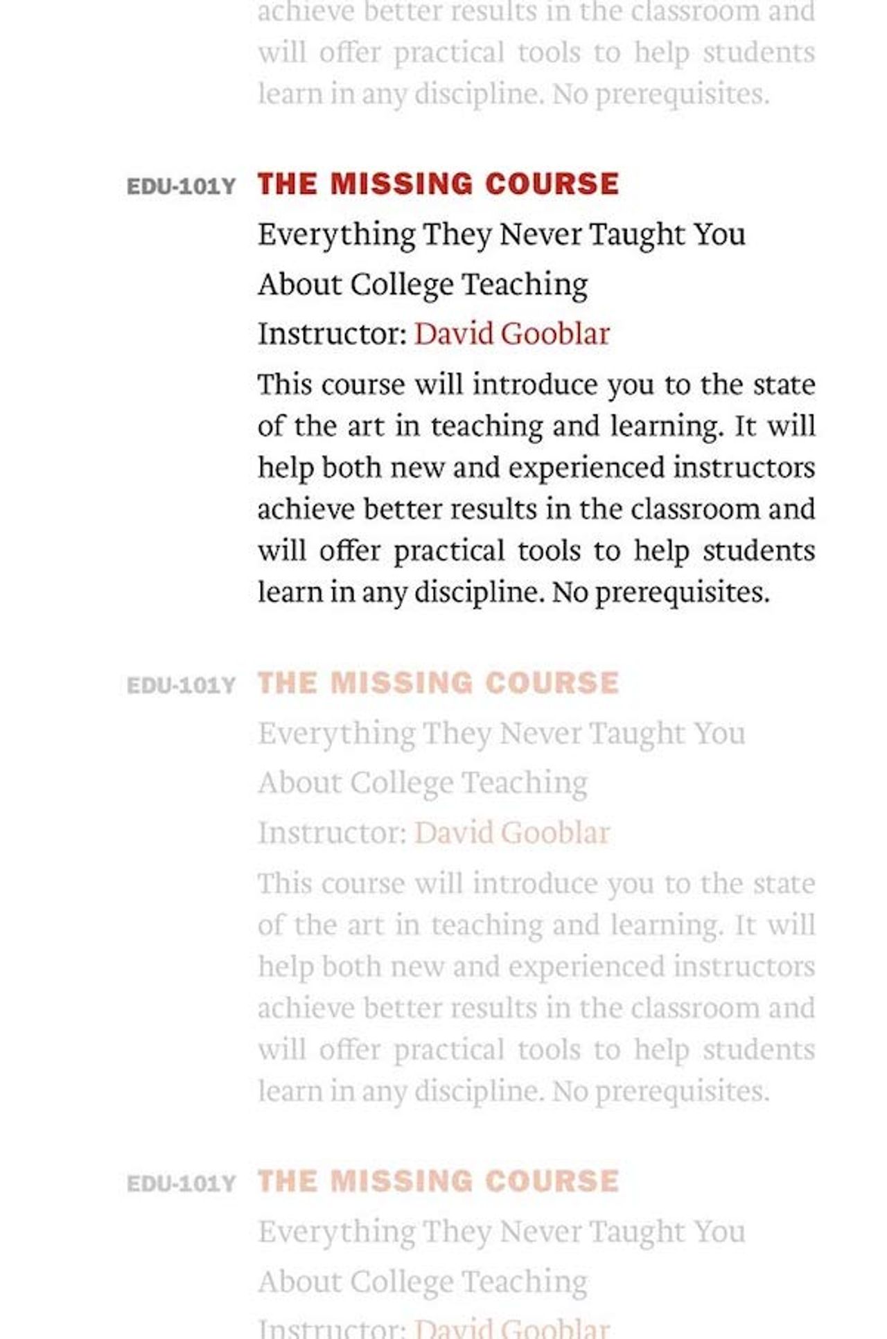 Cover of "The Missing Course"